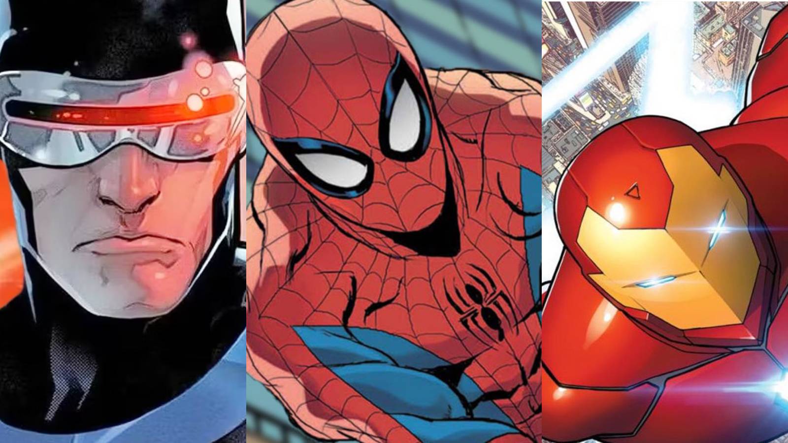 Heroes Who Hate Spider-Man: Cyclops (left), Spider-Man (middle), and Iron-Man (right)