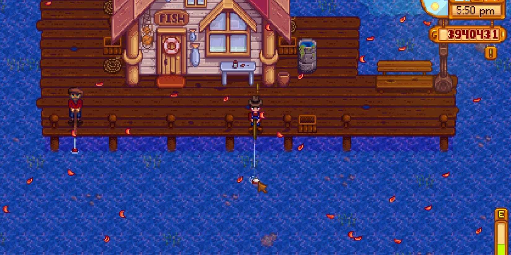 a player fishing in stardew valley