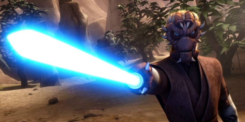 Ima-Gun Di draws his lightsaber in the Clone Wars episode "Supply Lines"