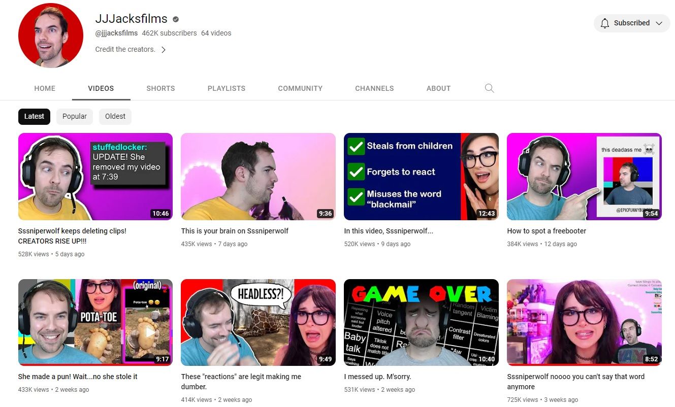 JJJacksfilms YouTube Channel