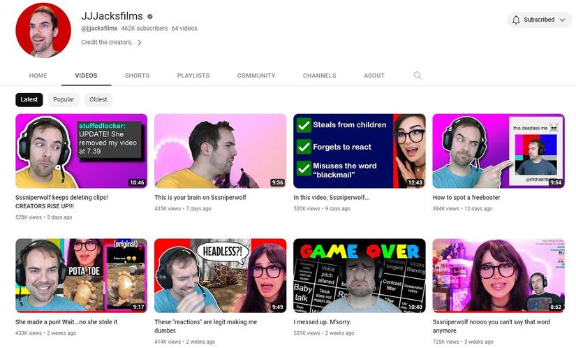 JJJacksfilms YouTube Channel