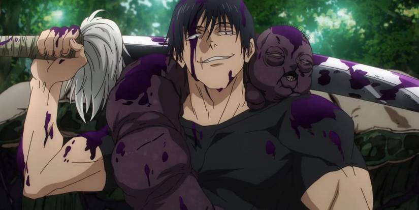 a man with a sword and a monster on his shoulder