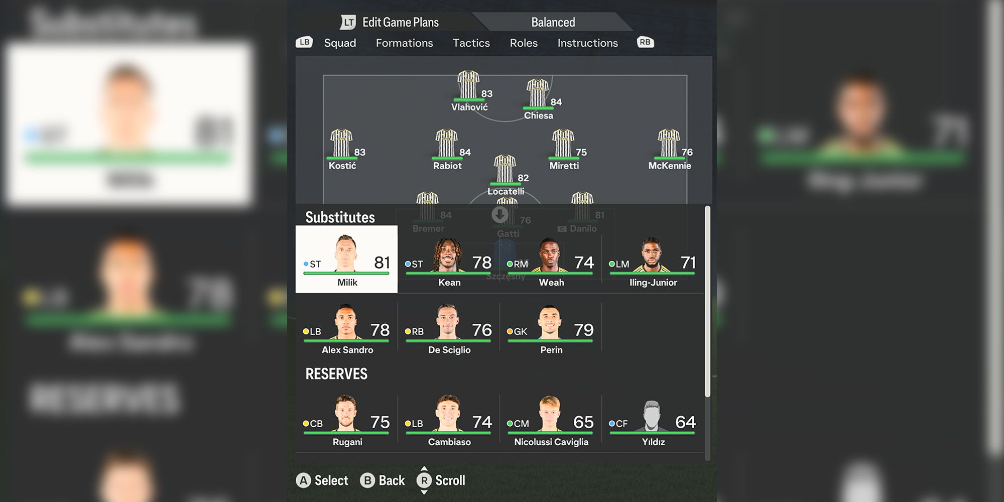 Juventus Subs & Reserves In EA Sports FC 24