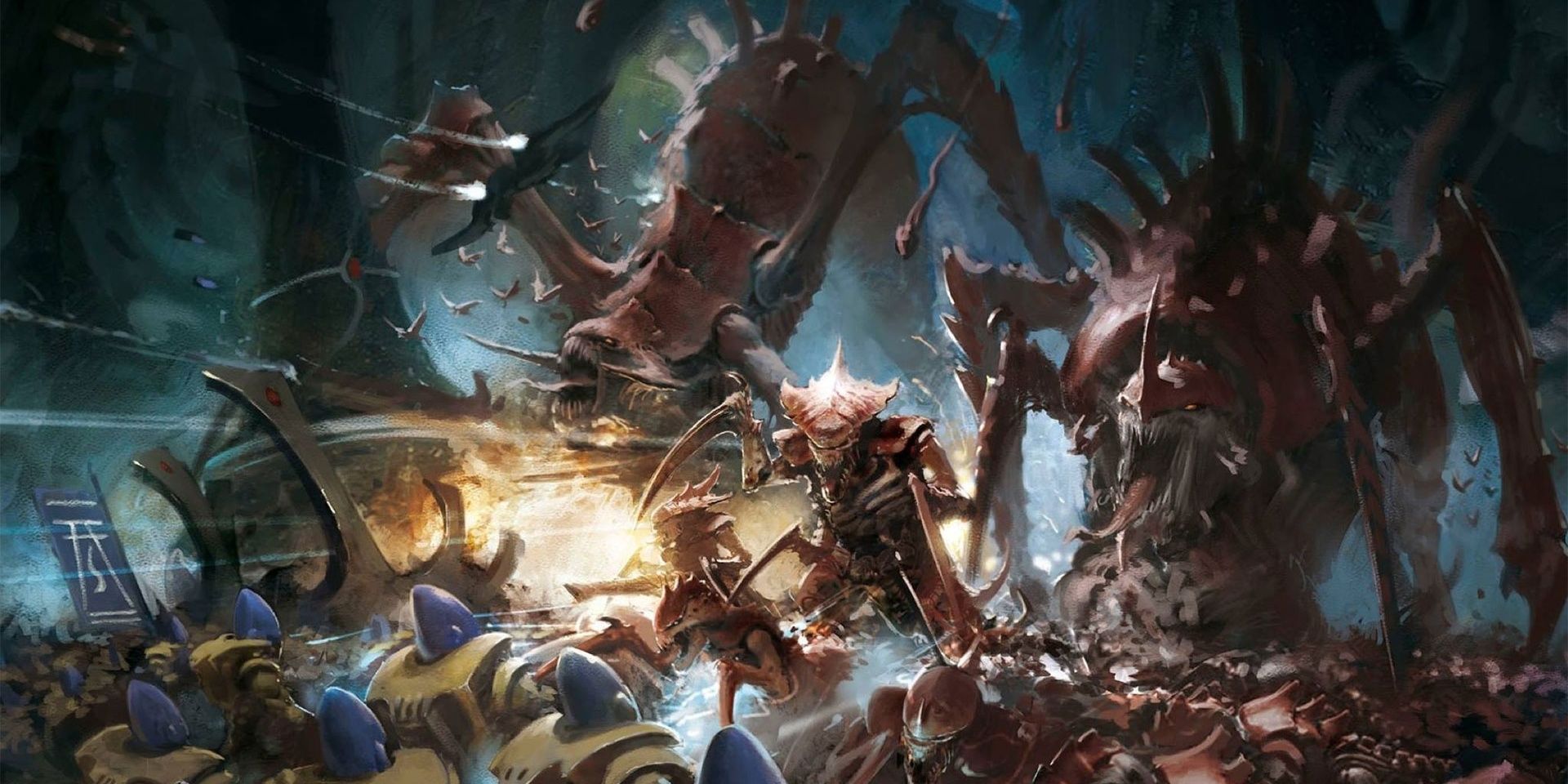 Hive Fleet Kraken battles with Aeldari forces