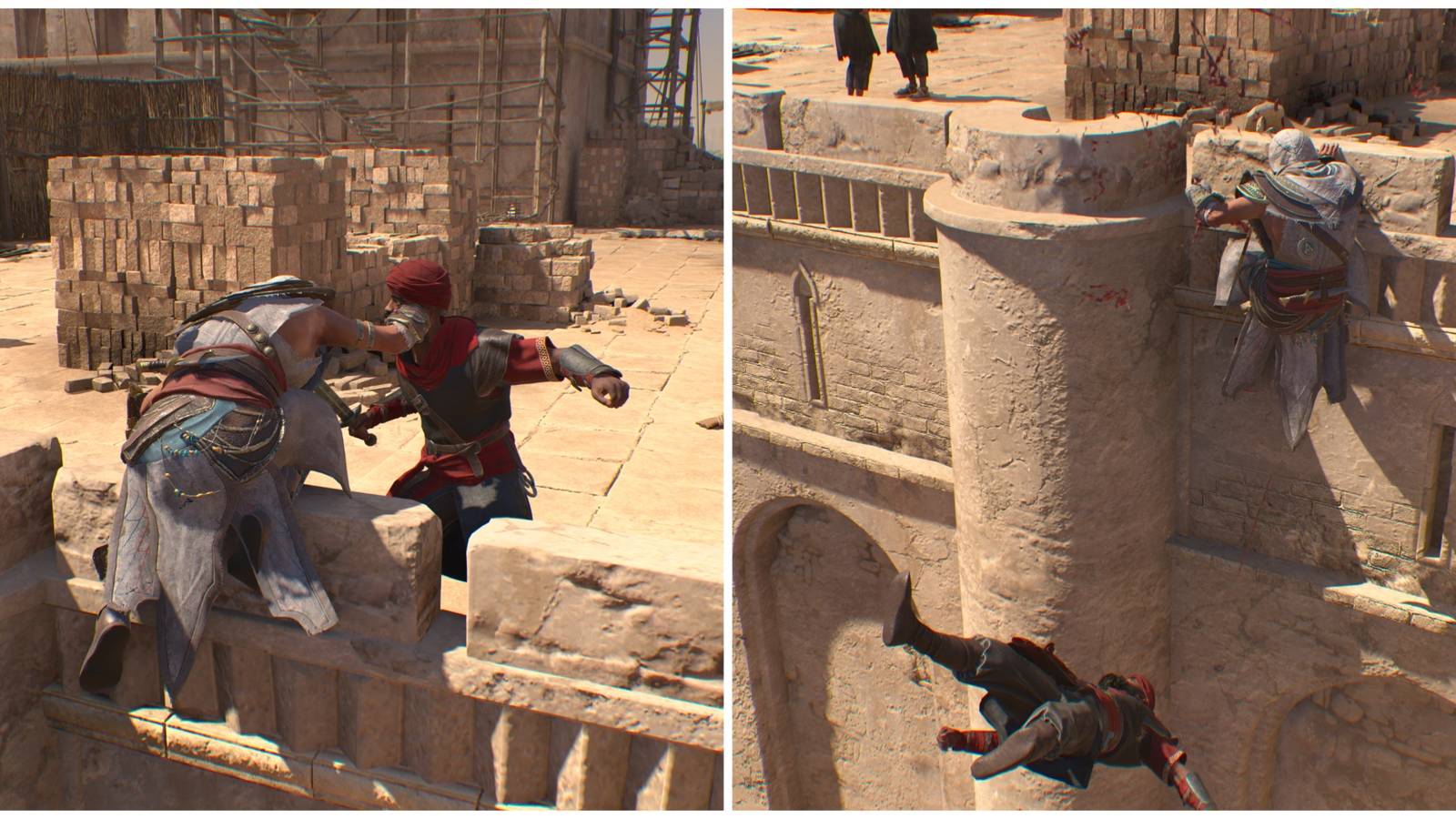 guard falling to the ground with ledge assassination