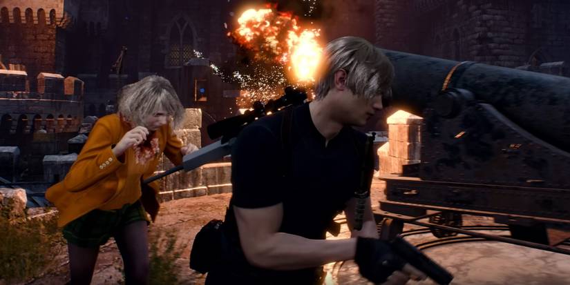 Leon and Ashley in combat