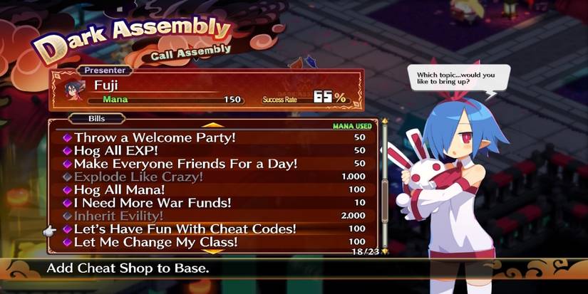 Let’s Have Fun With Cheat Codes upgrade in Disgaea 7