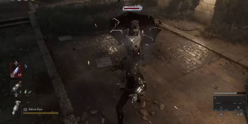 A player practicing Absolute Counterattack on a training dummy