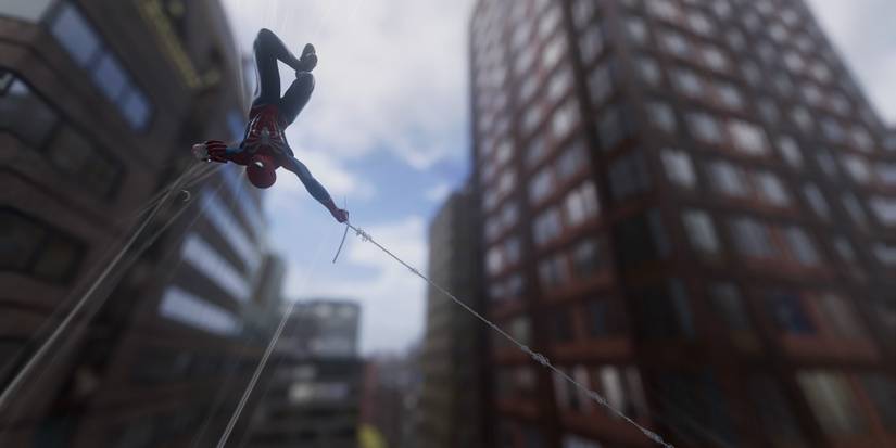 Spider-Man performing a loop de loop