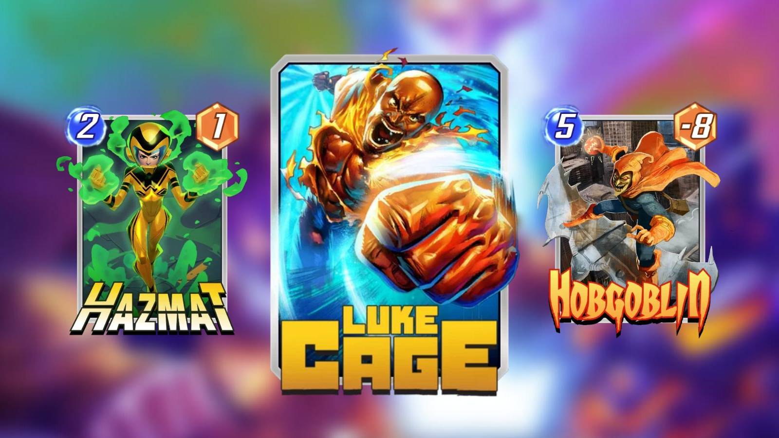 luke cage, hazmat, and hobgoblin cards in marvel snap.