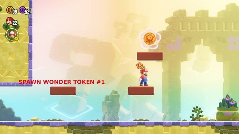 mario wonder an empty park tokens