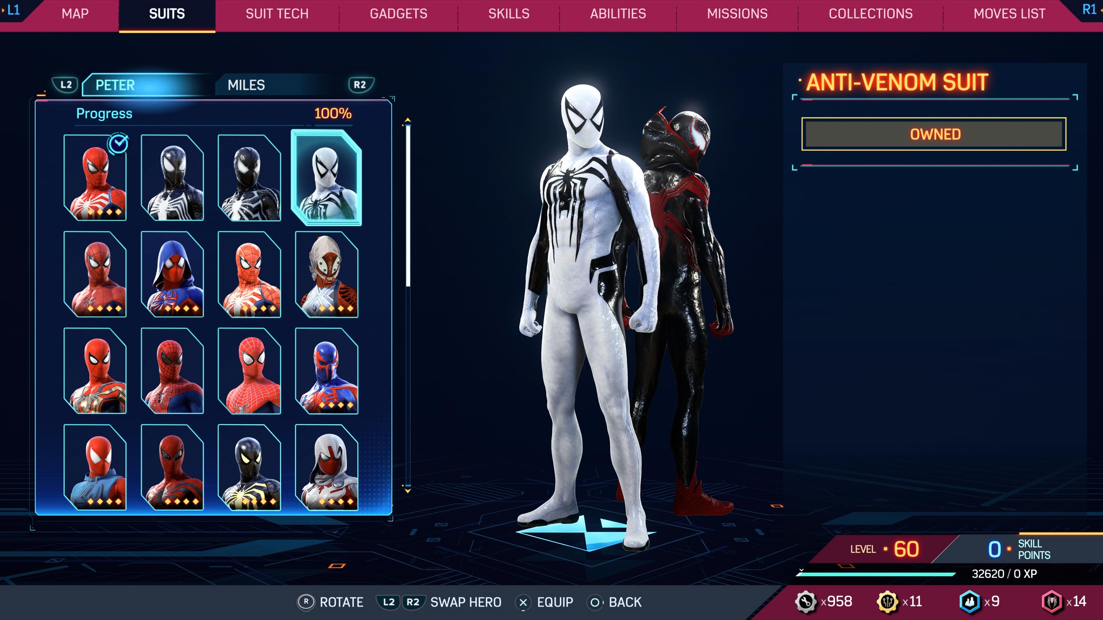 All Suits in Spiderman 2