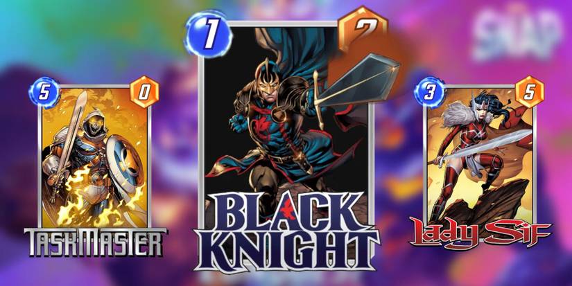 image showing the top cards for the black knight deck in marvel snap.