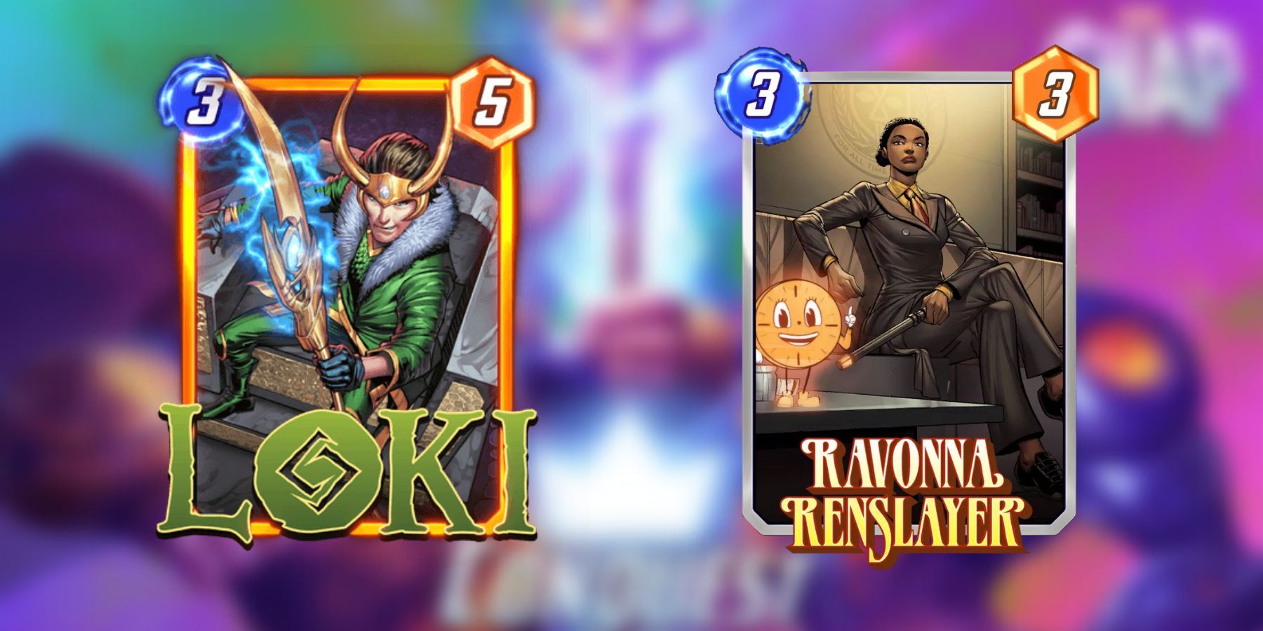 image comparing loki with ravonna renslayer in wonder snap.