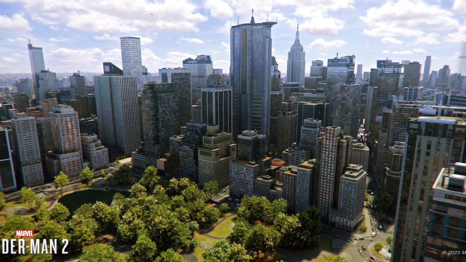 marvels spiderman 2 skyline cityscape
