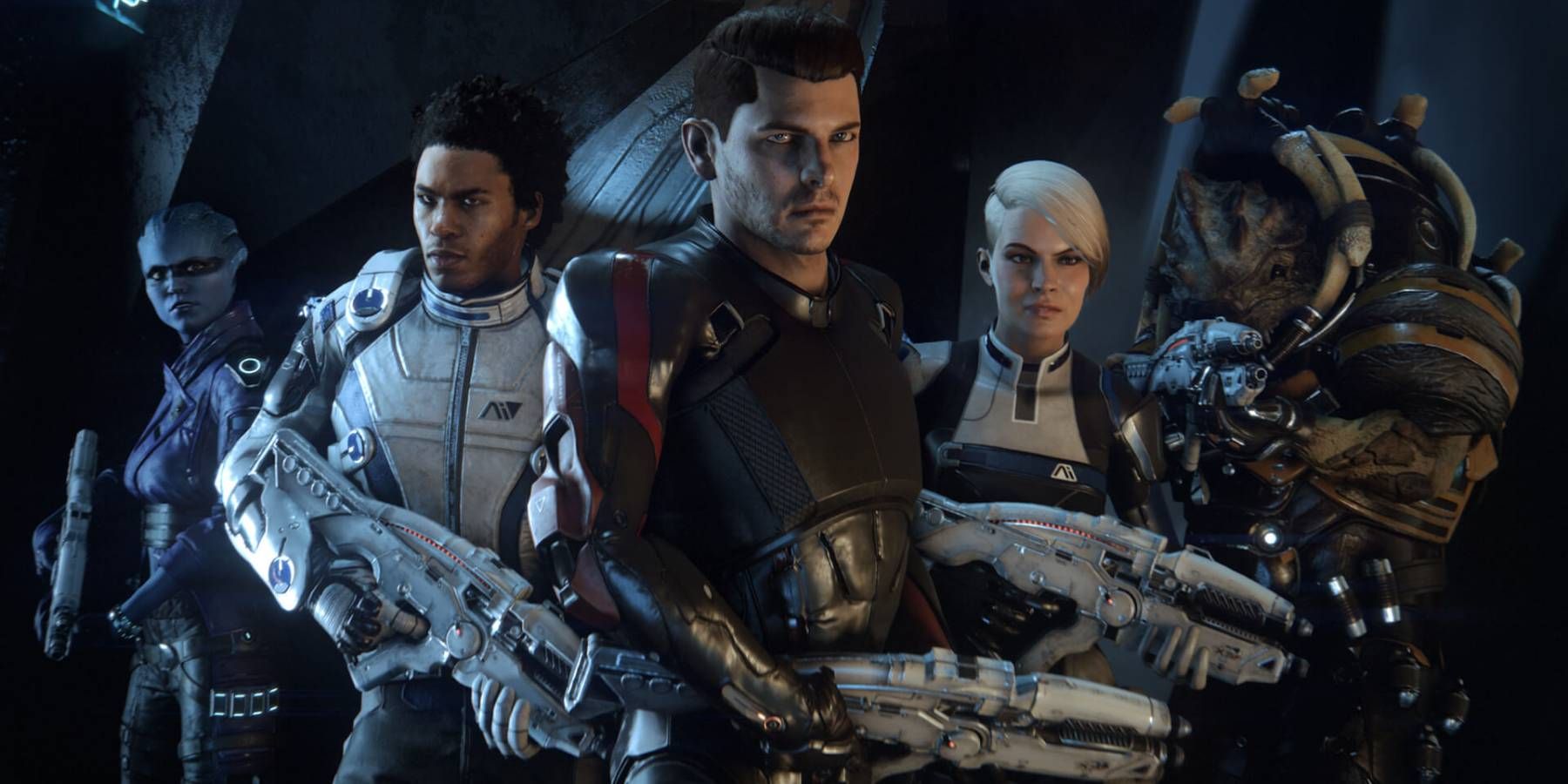 Peebee, Liam, Ryder, Cora, and Drack from Mass Effect: Andromeda