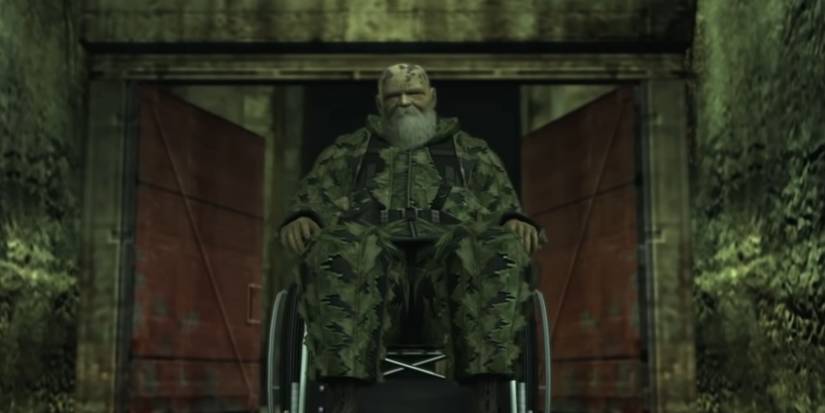 The End Sitting In A Wheelchair near an open door in Metal Gear Solid 3