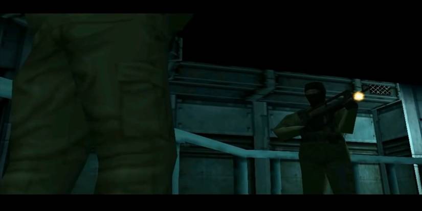 Genome Soldiers looking at each other near a railing and a ventilation shaft