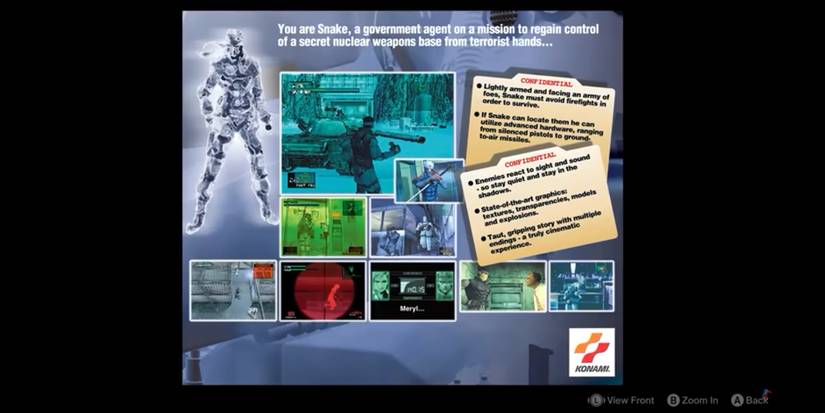 Metal Gear Solid Master Collection In Game CD Case