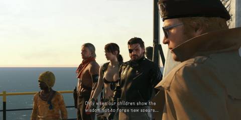 Miller, Big Boss, Quiet, Ocelot and a Child near the sea