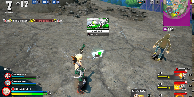 Bakugo picking up a skill card