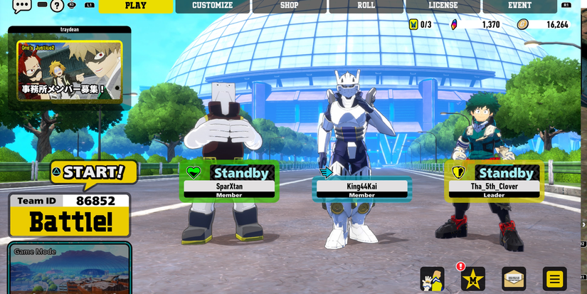 A full squad in the menu screen