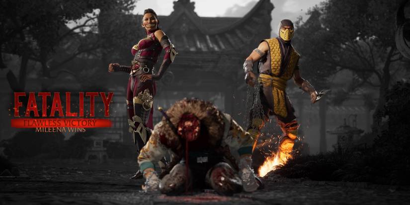 Mileena and Scorpion fatality victory