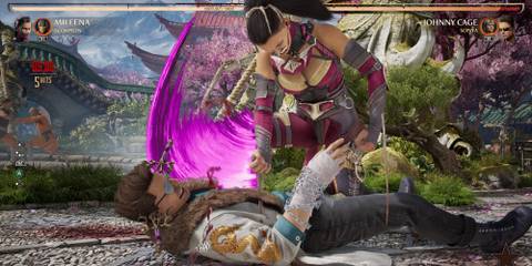 Mileena fighting against johnny cage battle