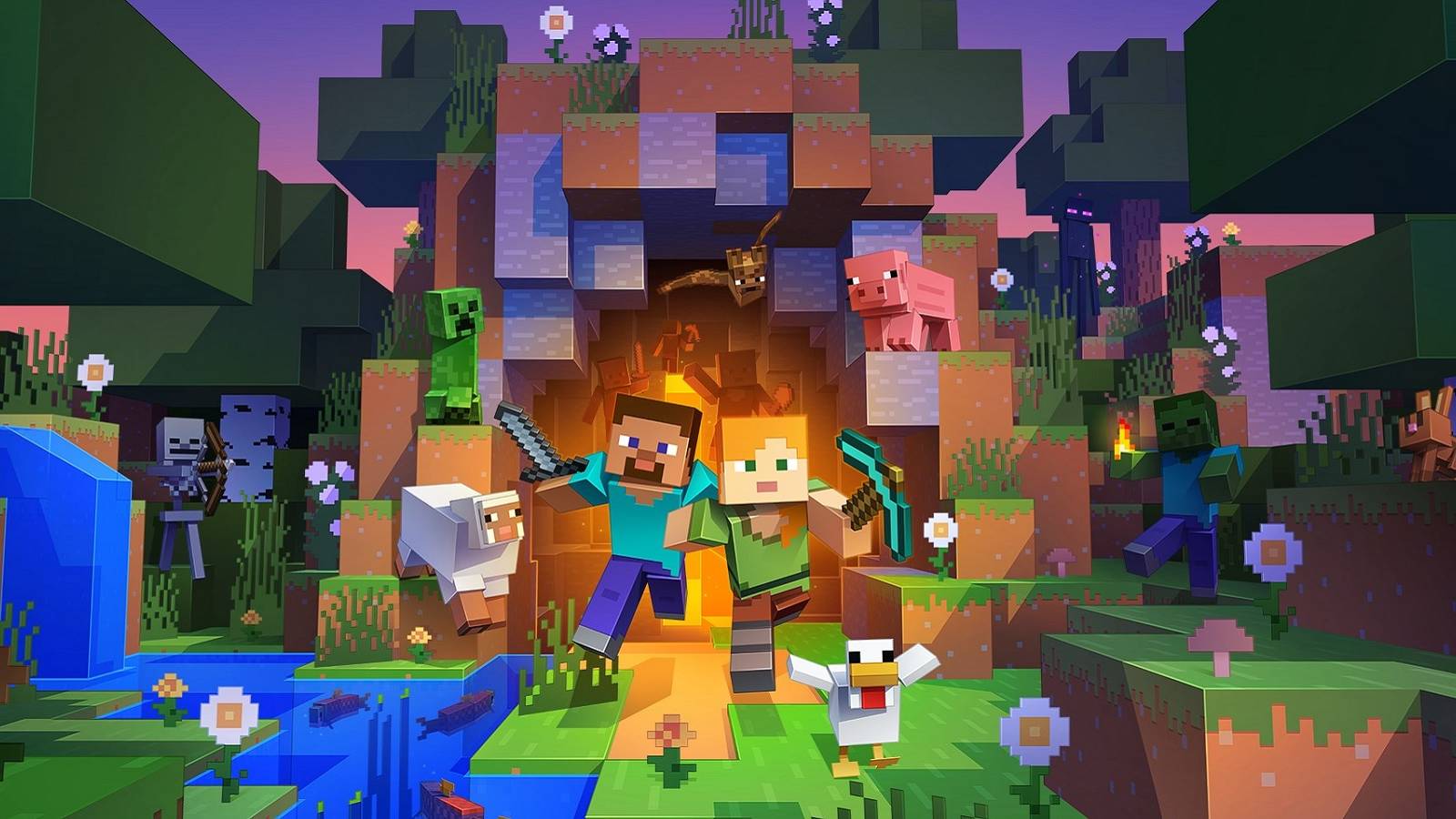 minecraft java and bedrock edition key art