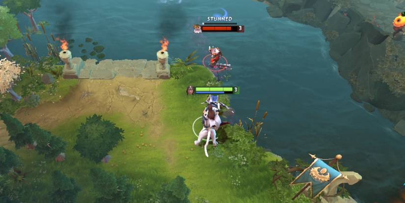 Mirana stuns Sniper in the mid lane