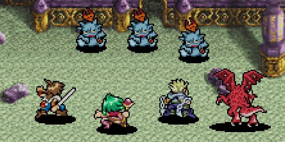 Monsters and the party in Lufia: Ruins of Lore