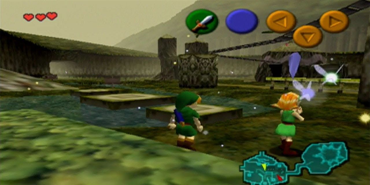 An image of two characters trying to figure their way out of the maze in The Legends of Zelda: Ocarina