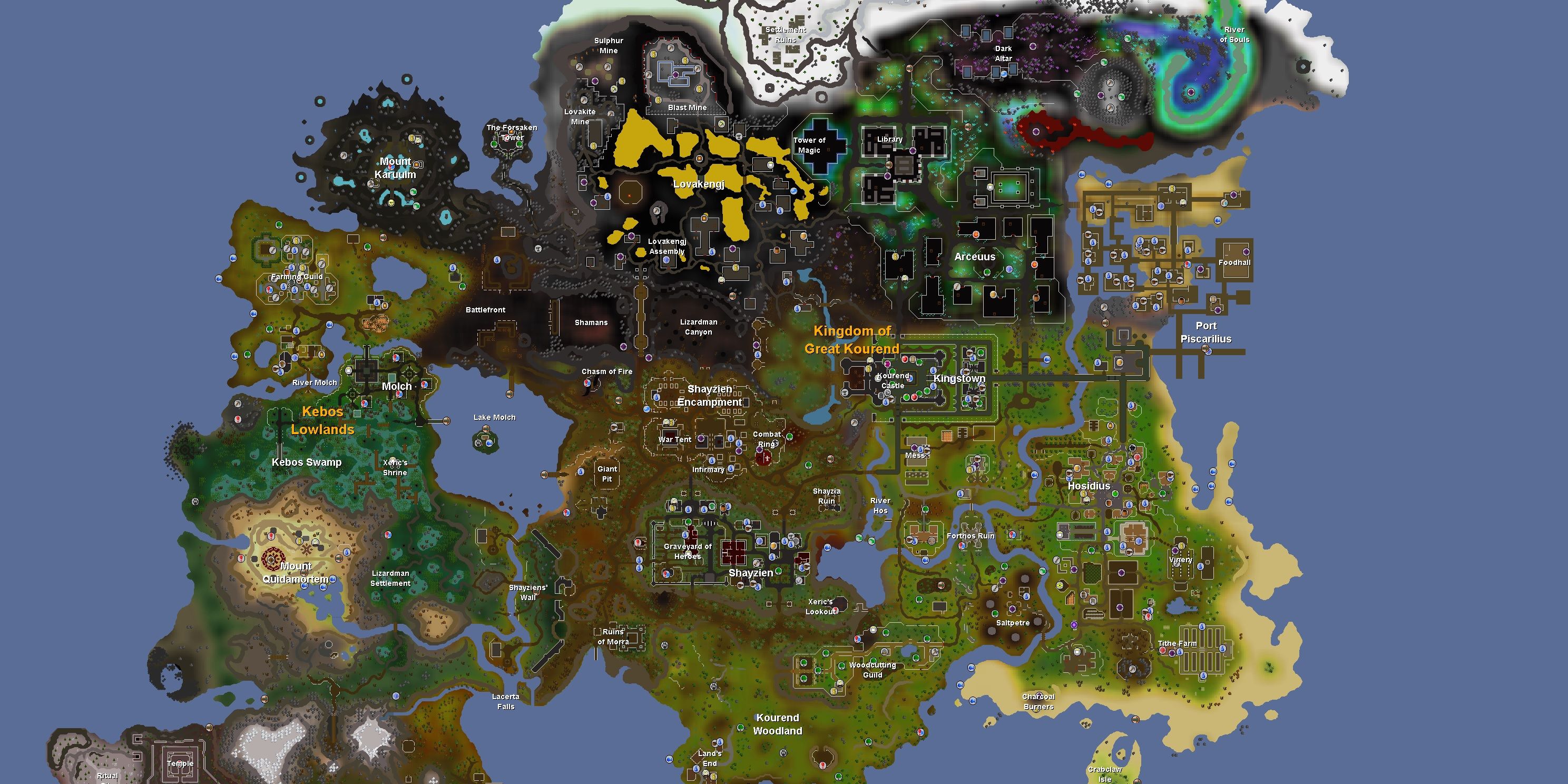 Cropped image of the map of Zeah in Old School Runescape.