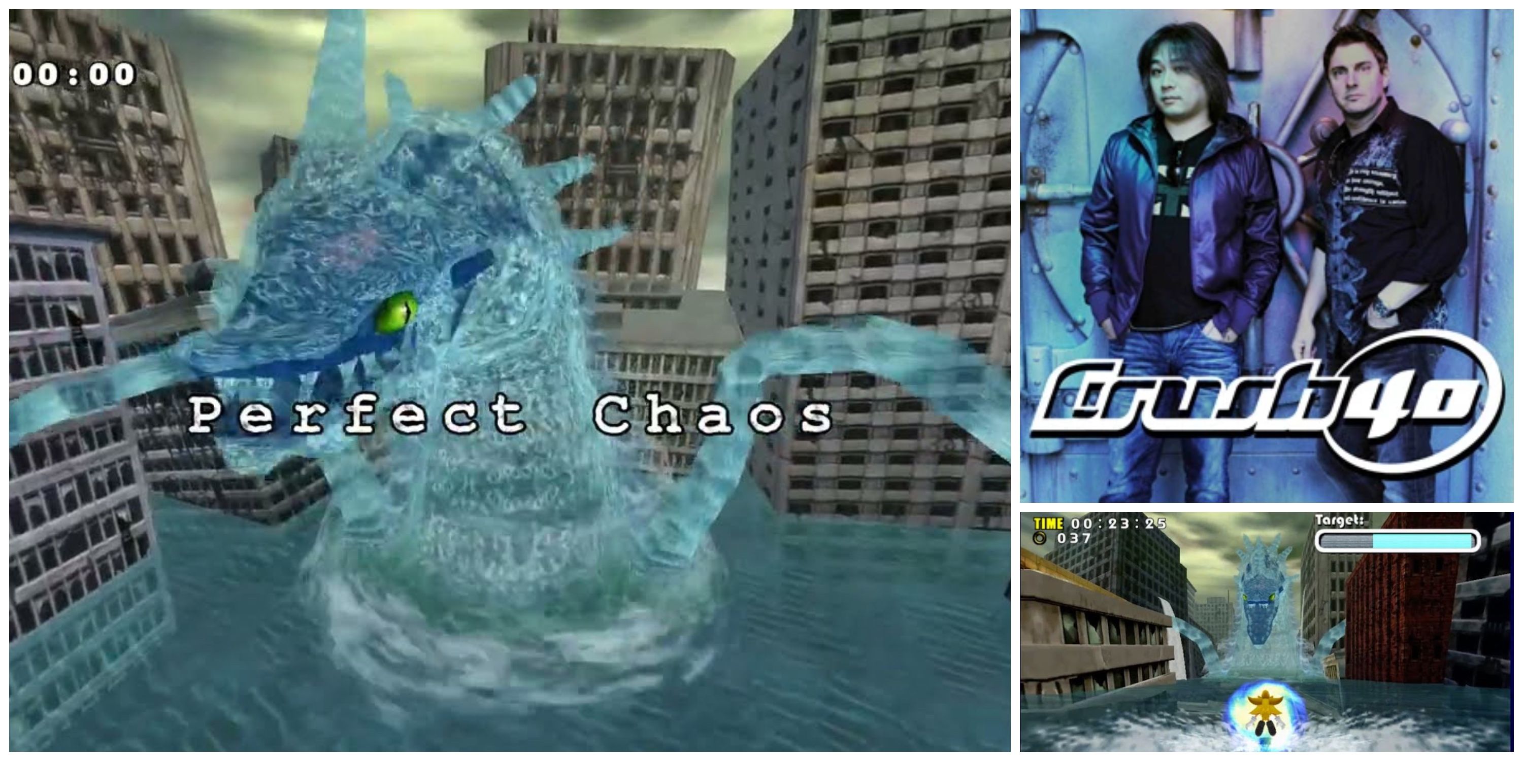 Crush 40,and the Perfect Chaos boss fight side by side