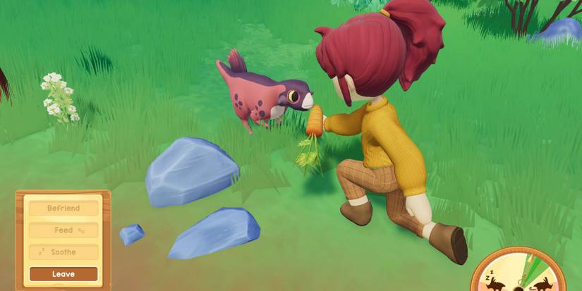 paleo pines feeding dinosaur carrot 