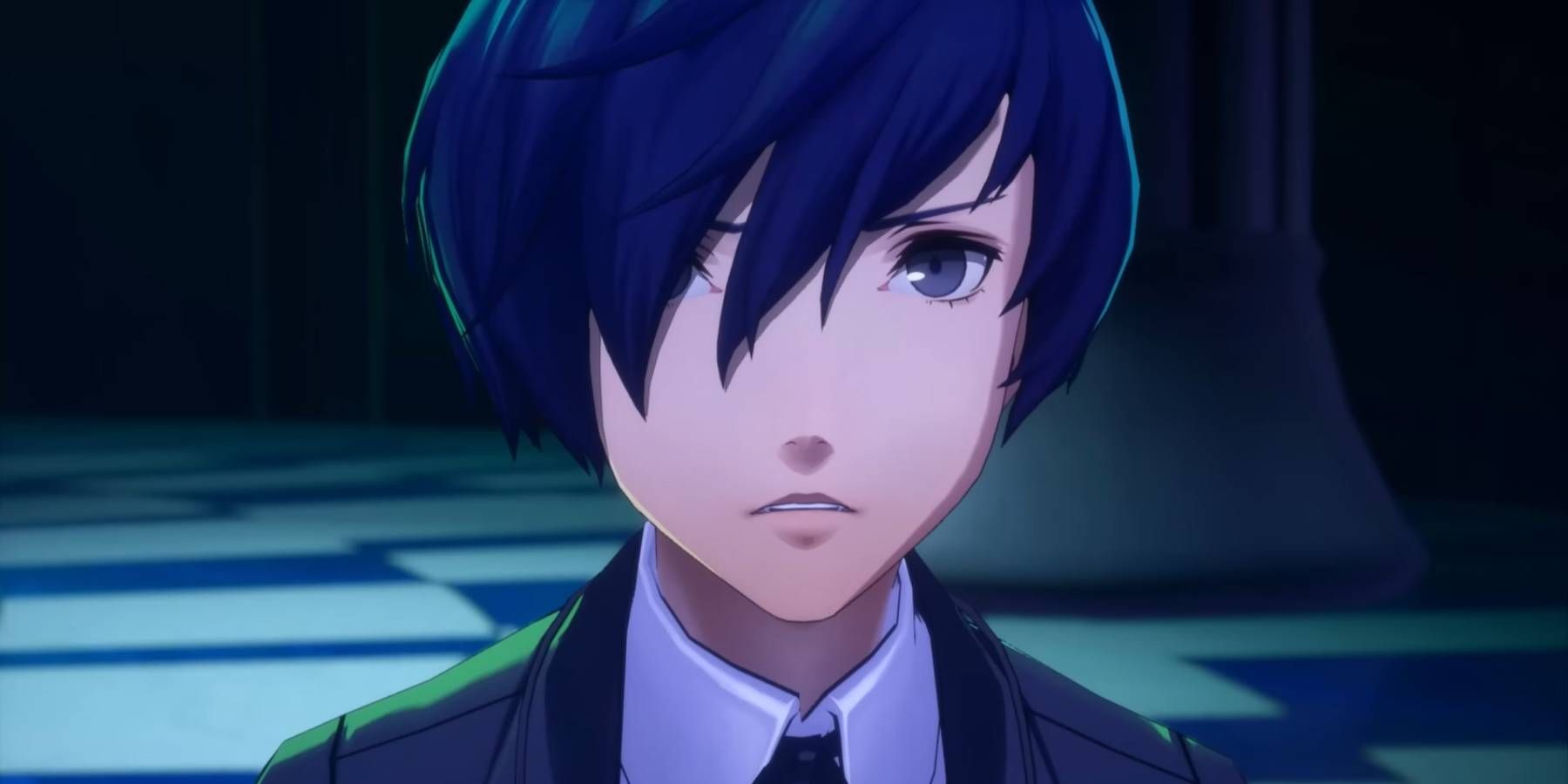 The protagonist looking mournful in a Persona 3 Reload trailer