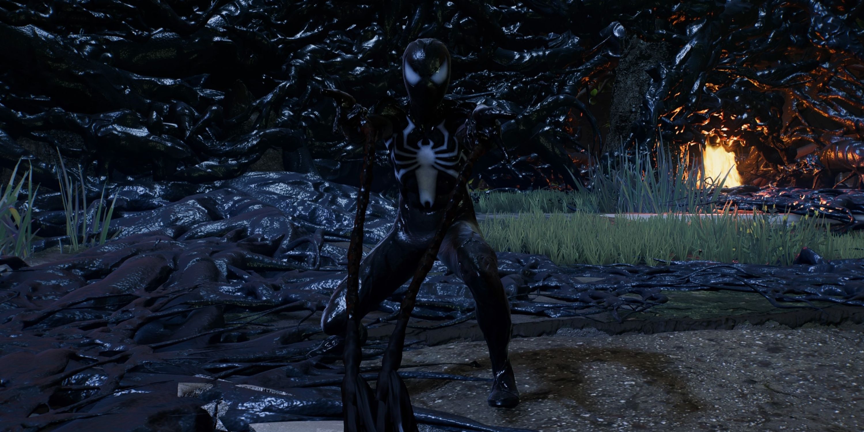 peter parker black suit spider-man using symbiote powers