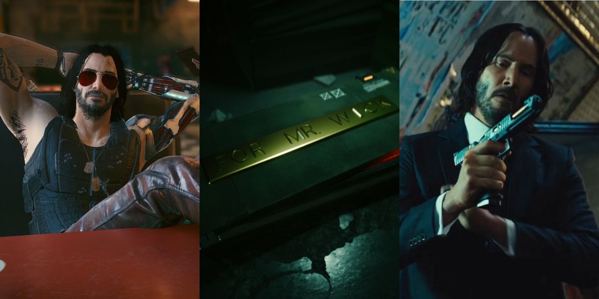 Cyberpunk 2077 Keanu Reeves As Johnny Silverhand, Mr. Wick Weapon Case, Keanu Reeves As John Wick