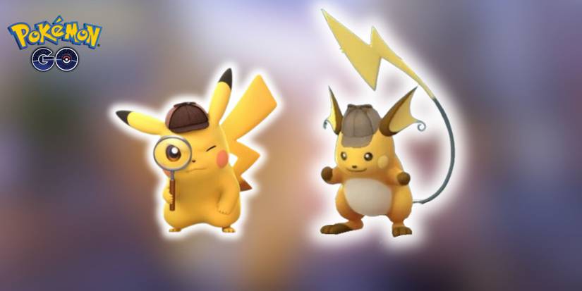 Pikachu and Raichu wearing a Detective Hat In Pokemon GO