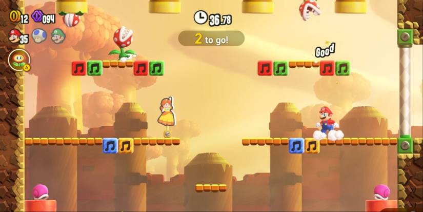 using music block to defeat piranha plant pipe rock arena