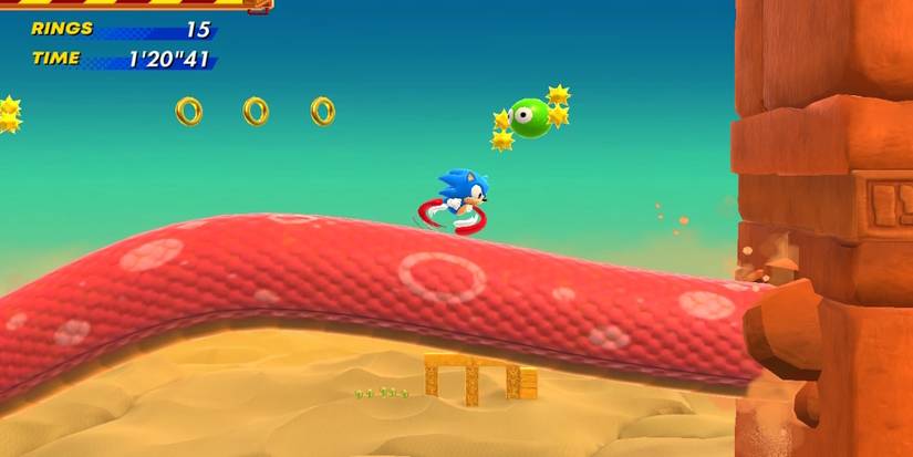 Playing a level as Sonic in Sonic Superstars