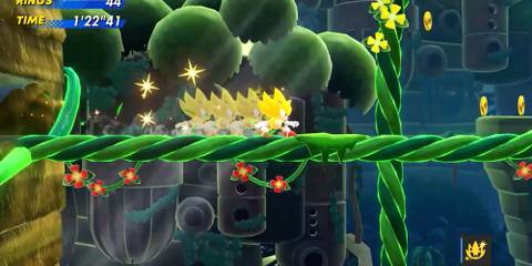Playing a level as Super Sonic and a Chaos Emerald in Sonic Superstars-1