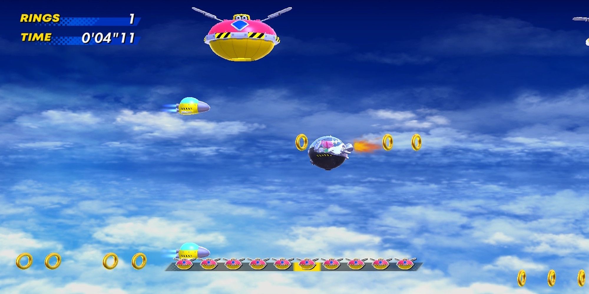 Playing a level in the Frozen Base Zone in Sonic Superstars