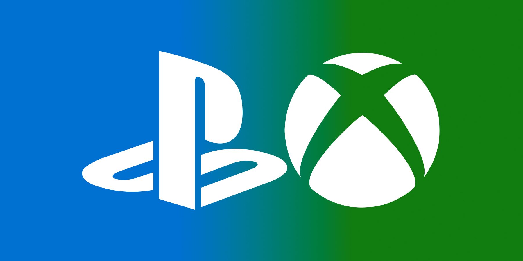 PlayStation and Xbox logo submarks on blue-green gradient background