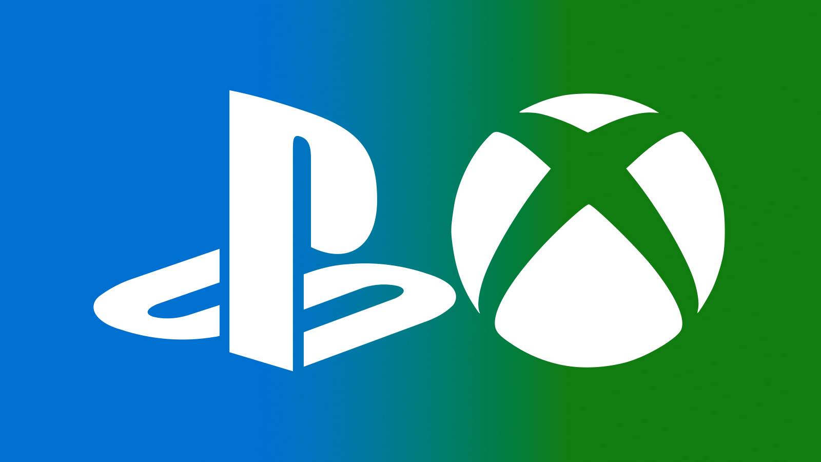PlayStation and Xbox logo submarks on blue-green gradient background