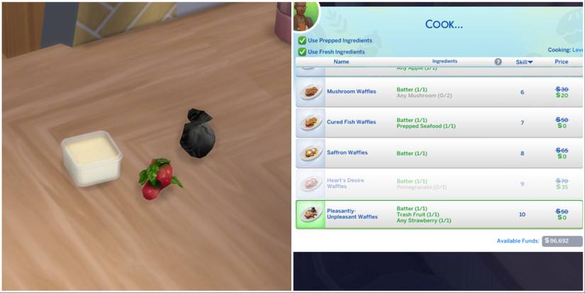 gathering ingredients for pleasantly unpleasant waffles