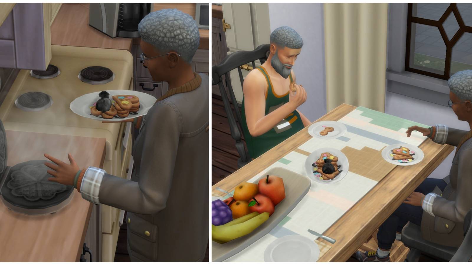 making pleasantly unpleasant waffles in the waffle maker and eating them