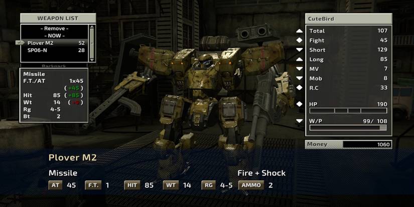 Plover M2 equipment in Front Mission 2