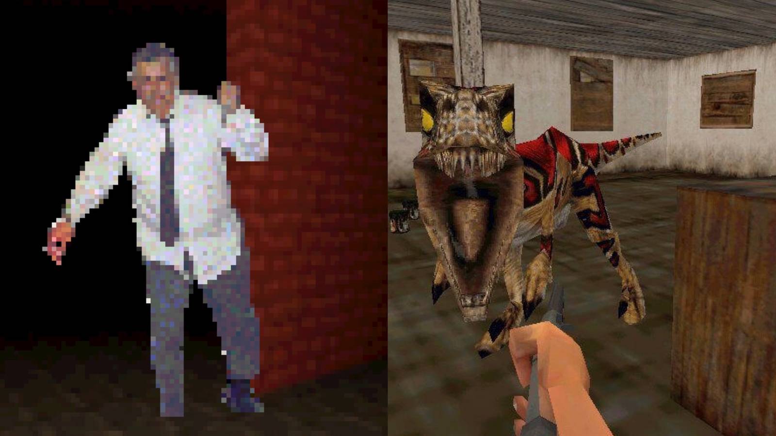 Plumbers don't wear tie and jurassic park trespasser split image