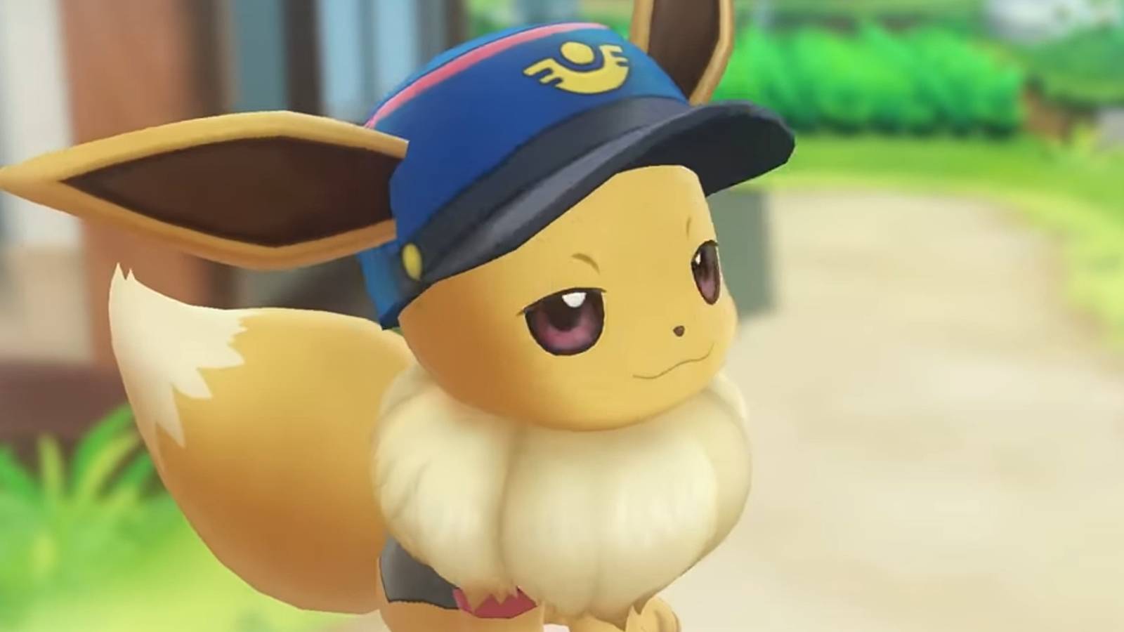 pokemon lets go trailer eevee with hat